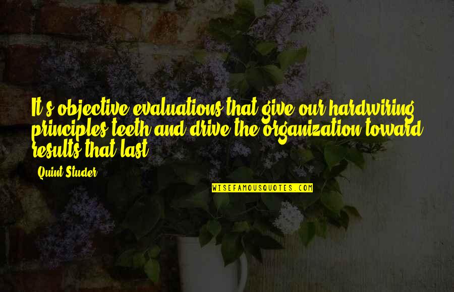 Matiullah Jan Quotes By Quint Studer: It's objective evaluations that give our hardwiring principles Matiullah Jan Quotes By Quint Studer: It's objective evaluations that give our hardwiring principles