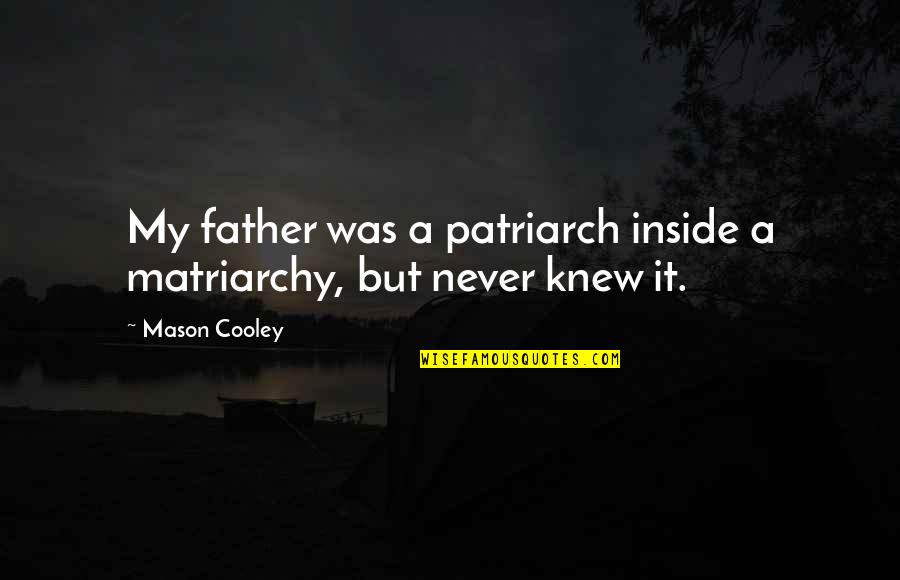 Matriarchy Quotes By Mason Cooley: My father was a patriarch inside a matriarchy,