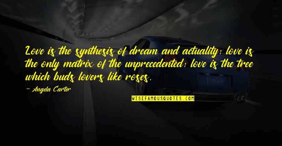 Matrix Love Quotes By Angela Carter: Love is the synthesis of dream and actuality; Matrix Love Quotes By Angela Carter: Love is the synthesis of dream and actuality;