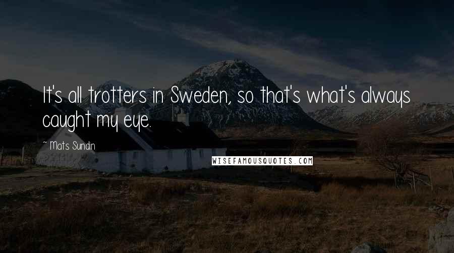 Mats Sundin quotes: It's all trotters in Sweden, so that's what's always caught my eye. Mats Sundin quotes: It's all trotters in Sweden, so that's what's always caught my eye.