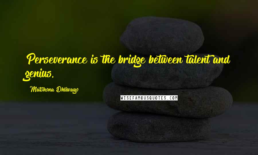 Matshona Dhliwayo quotes: Perseverance is the bridge between talent and genius.