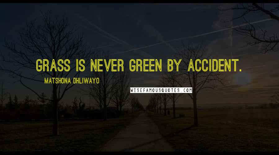 Matshona Dhliwayo quotes: Grass is never green by accident.