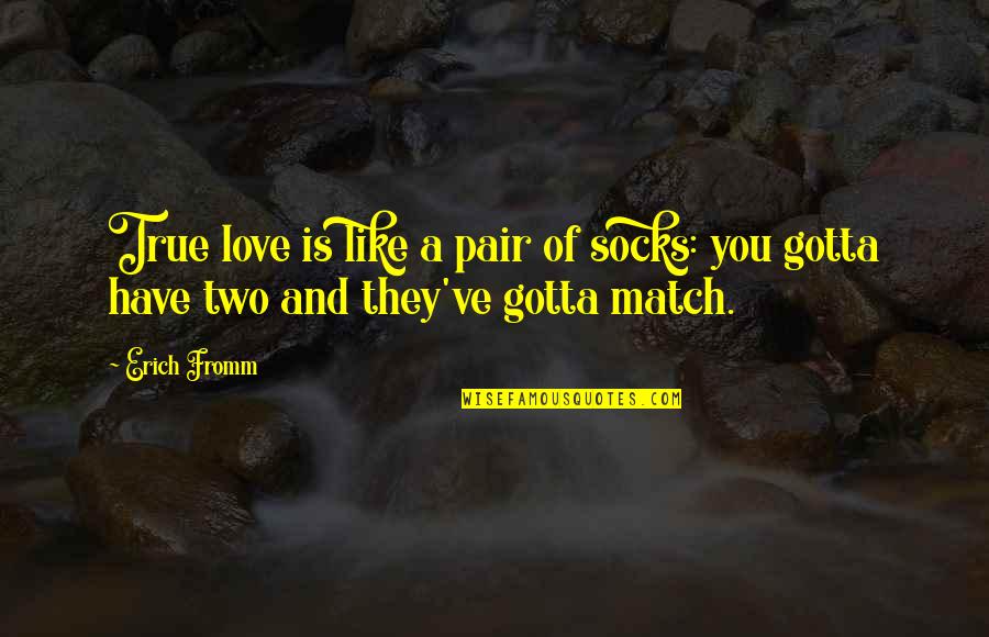 Matsuki Bunkio Quotes By Erich Fromm: True love is like a pair of socks: