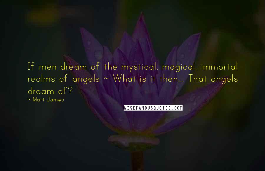 Matt James quotes: If men dream of the mystical. magical, immortal realms of angels ~ What is it then... That angels dream of?