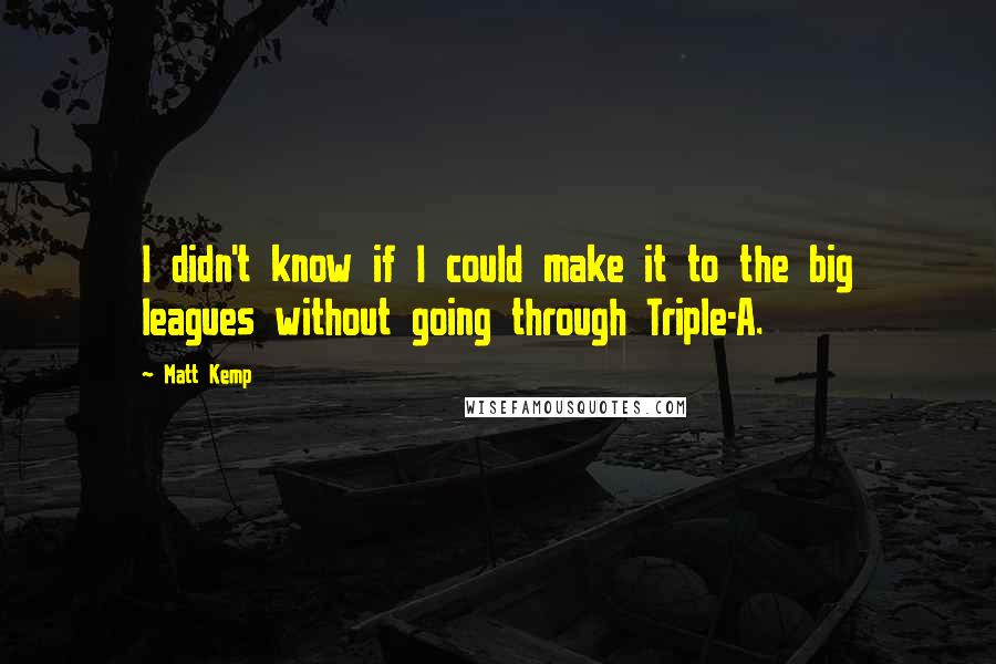 Matt Kemp quotes: I didn't know if I could make it to the big leagues without going through Triple-A.