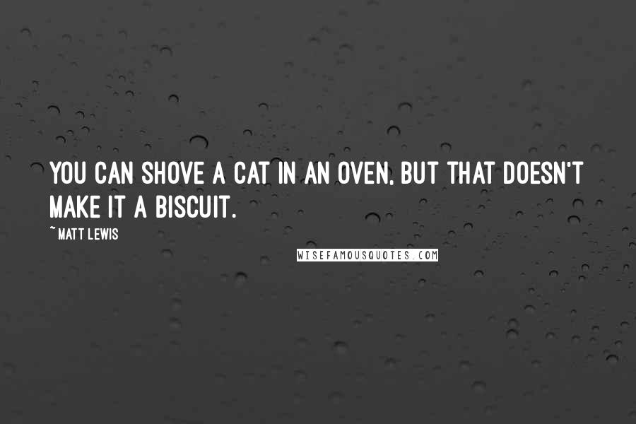 Matt Lewis quotes: You can shove a cat in an oven, but that doesn't make it a biscuit.