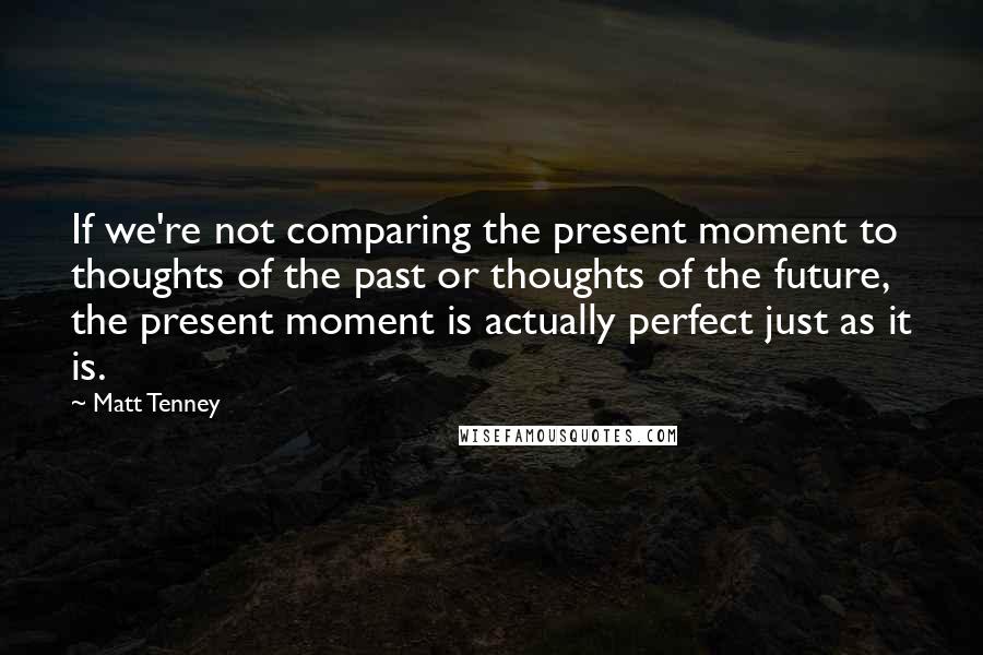 Matt Tenney quotes: If we're not comparing the present moment to thoughts of the past or thoughts of the future, the present moment is actually perfect just as it is.