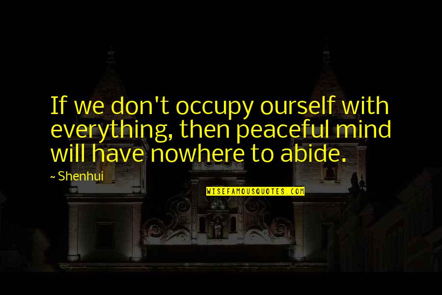 Mattachine Foundation Quotes By Shenhui: If we don't occupy ourself with everything, then