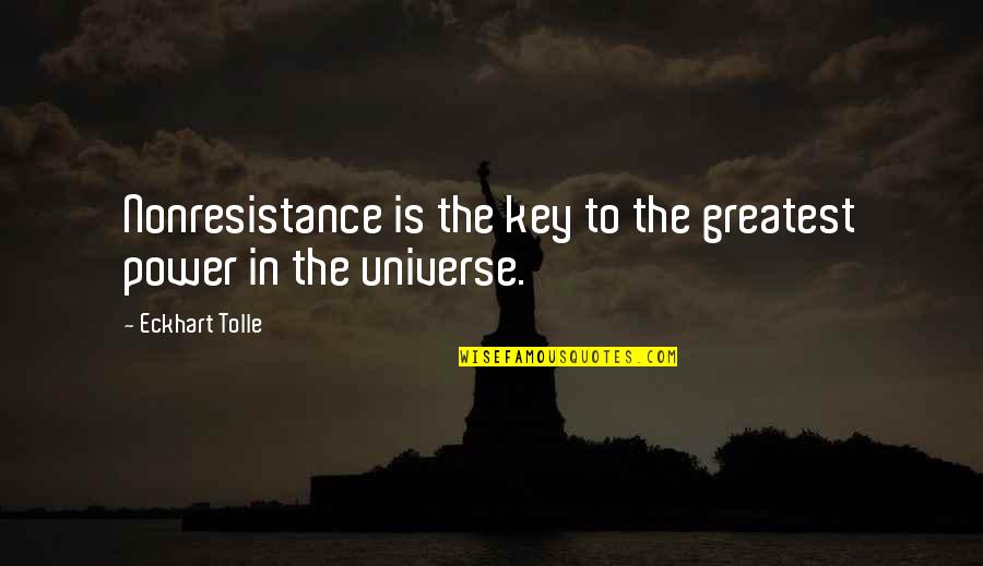 Matte Painting Quotes By Eckhart Tolle: Nonresistance is the key to the greatest power