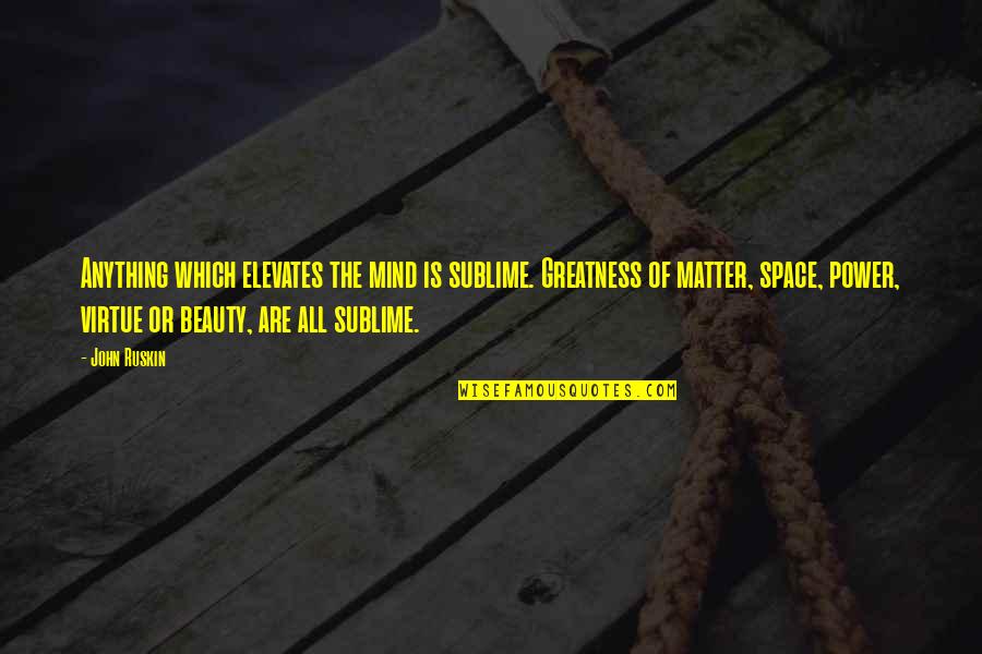Matter Mind Quotes By John Ruskin: Anything which elevates the mind is sublime. Greatness