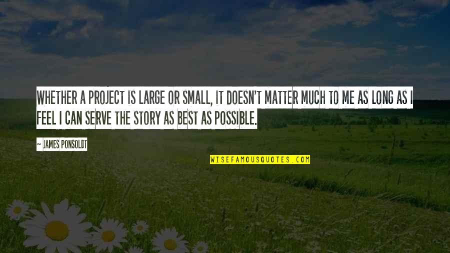 Matter To Me Quotes By James Ponsoldt: Whether a project is large or small, it Matter To Me Quotes By James Ponsoldt: Whether a project is large or small, it