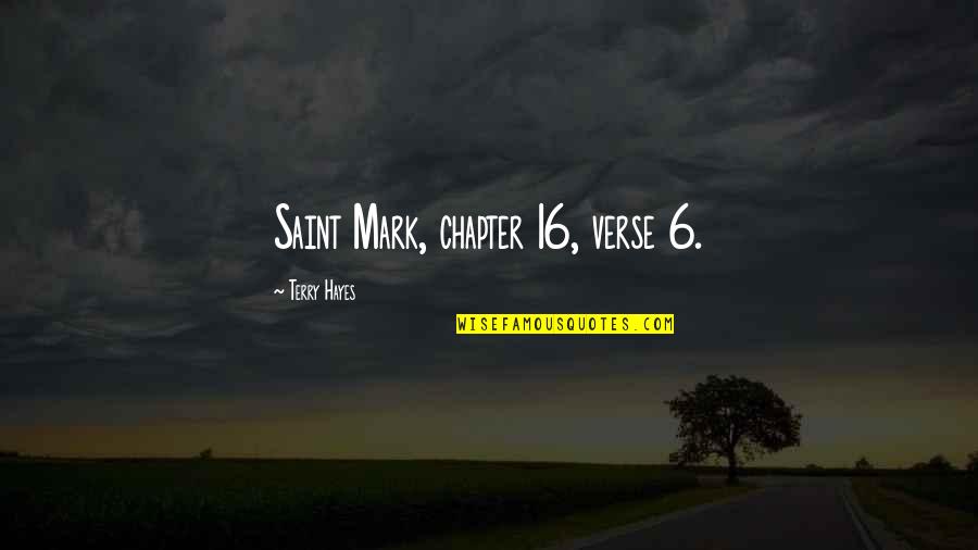 Matters And Materials Quotes By Terry Hayes: Saint Mark, chapter 16, verse 6.