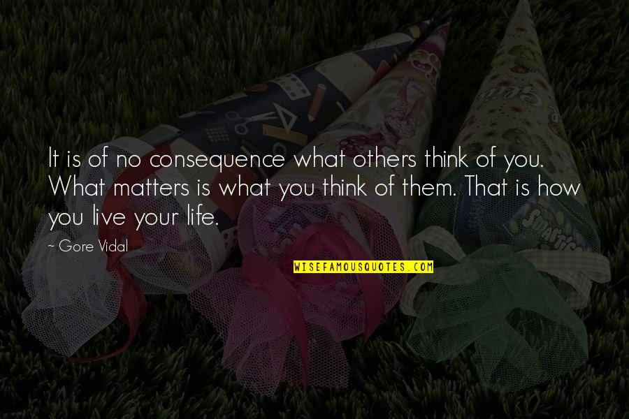 Matters Of Life Quotes By Gore Vidal: It is of no consequence what others think