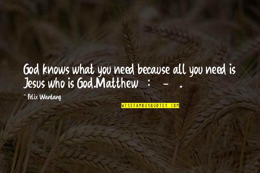 Matthew 6 25 34 Quotes By Felix Wantang: God knows what you need because all you