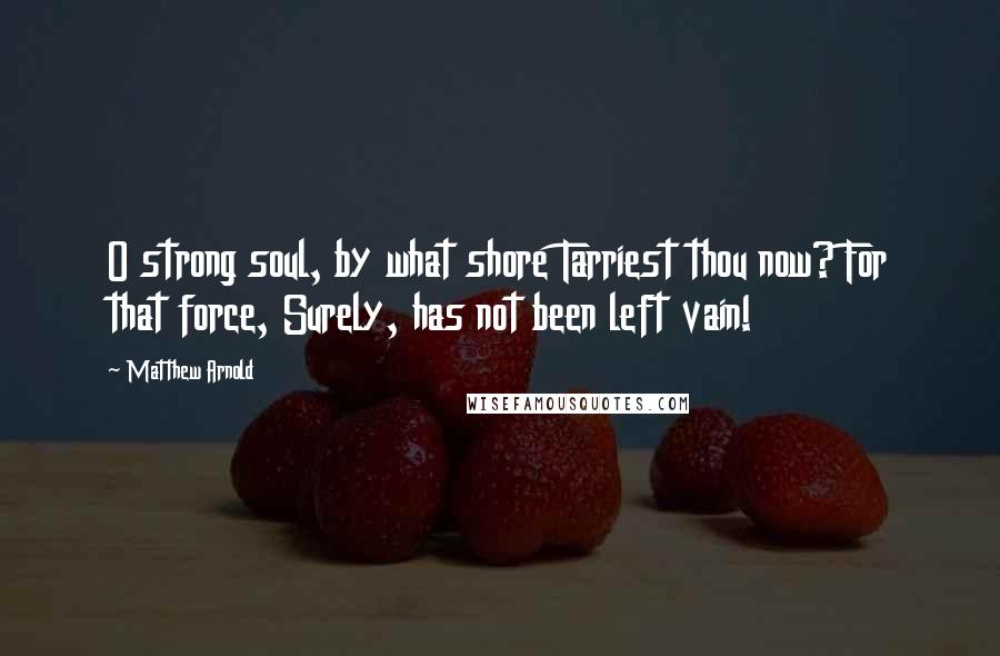 Matthew Arnold quotes: O strong soul, by what shore Tarriest thou now? For that force, Surely, has not been left vain!