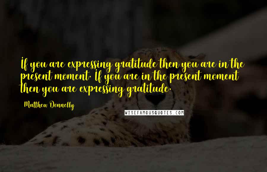Matthew Donnelly quotes: If you are expressing gratitude then you are in the present moment. If you are in the present moment then you are expressing gratitude.