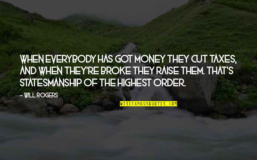 Matthew Fairchildew Quotes By Will Rogers: When everybody has got money they cut taxes,