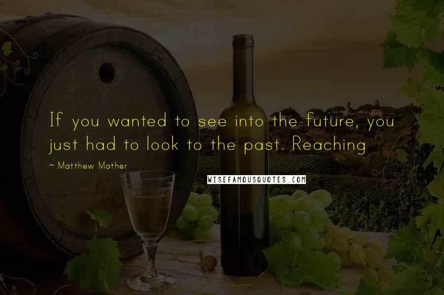 Matthew Mather quotes: If you wanted to see into the future, you just had to look to the past. Reaching