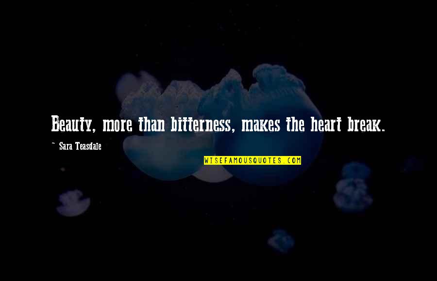 Matthew Tuck Quotes By Sara Teasdale: Beauty, more than bitterness, makes the heart break. Matthew Tuck Quotes By Sara Teasdale: Beauty, more than bitterness, makes the heart break.