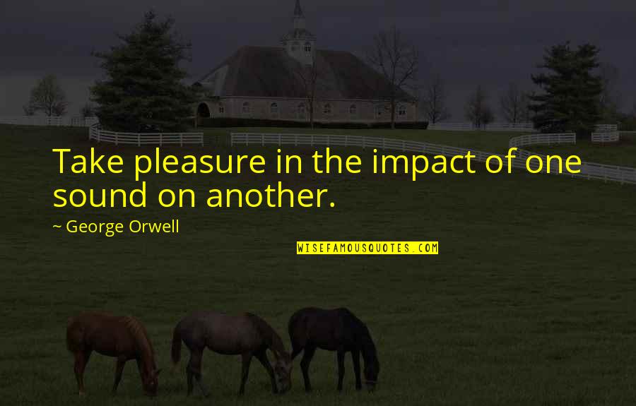 Mattress Mack Quotes By George Orwell: Take pleasure in the impact of one sound