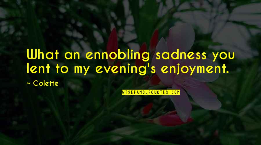 Matulewicz Associates Quotes By Colette: What an ennobling sadness you lent to my