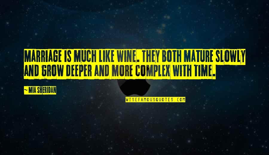 Mature Marriage Quotes By Mia Sheridan: Marriage is much like wine. They both mature