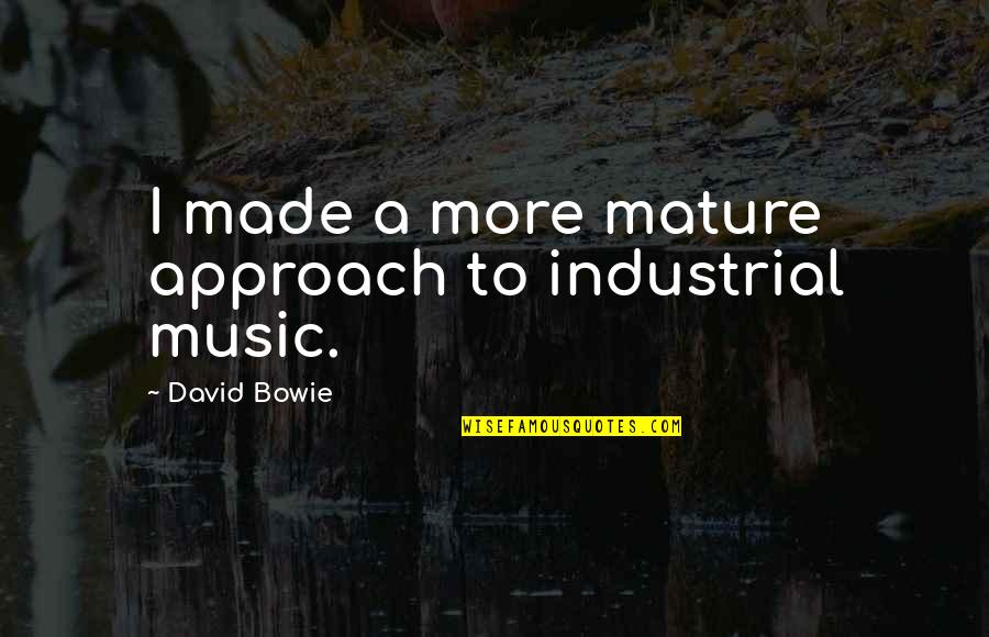 Mature Quotes By David Bowie: I made a more mature approach to industrial