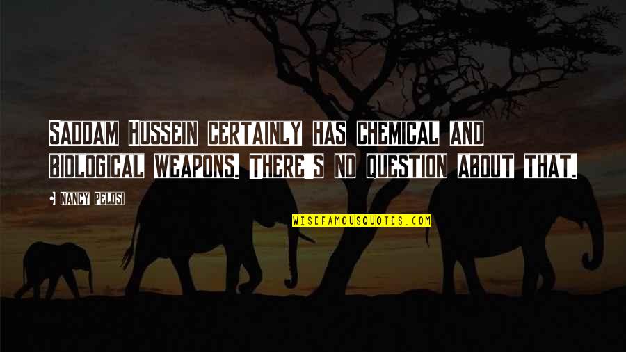 Mauceris Crosslake Quotes By Nancy Pelosi: Saddam Hussein certainly has chemical and biological weapons. Mauceris Crosslake Quotes By Nancy Pelosi: Saddam Hussein certainly has chemical and biological weapons.