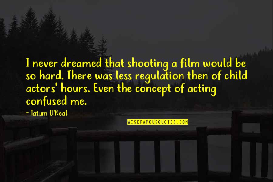 Maude Findlay Quotes By Tatum O'Neal: I never dreamed that shooting a film would Maude Findlay Quotes By Tatum O'Neal: I never dreamed that shooting a film would