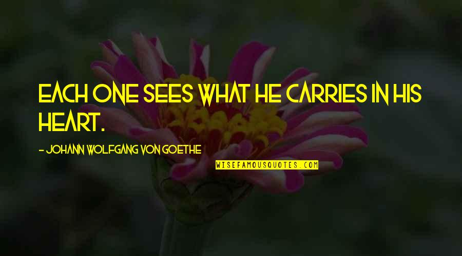 Mauernutfr Sen Quotes By Johann Wolfgang Von Goethe: Each one sees what he carries in his Mauernutfr Sen Quotes By Johann Wolfgang Von Goethe: Each one sees what he carries in his