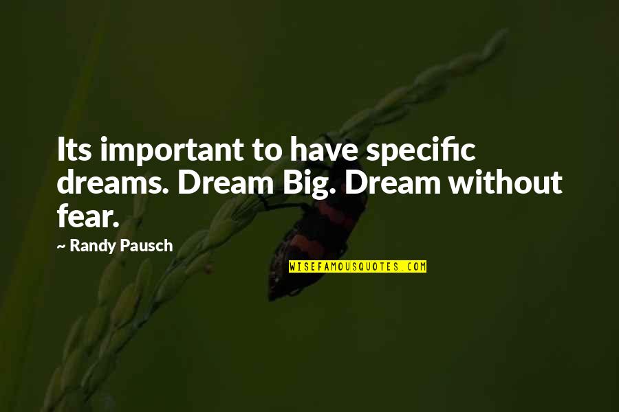 Mauren Brodbeck Quotes By Randy Pausch: Its important to have specific dreams. Dream Big.