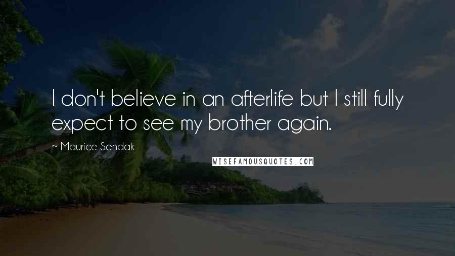 Maurice Sendak quotes: I don't believe in an afterlife but I still fully expect to see my brother again.