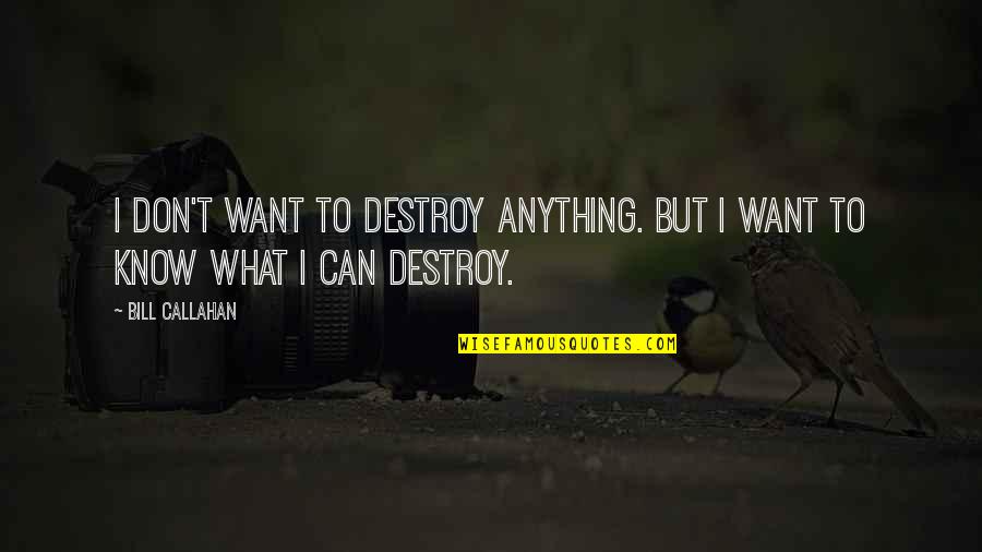 Maurycy Sternlicht Quotes By Bill Callahan: I don't want to destroy anything. But I