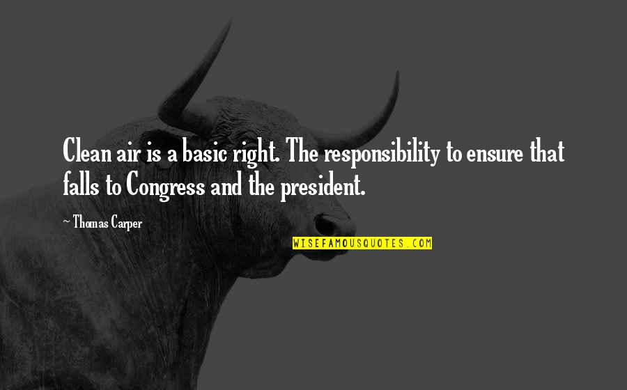 Mawae Mndalan Quotes By Thomas Carper: Clean air is a basic right. The responsibility Mawae Mndalan Quotes By Thomas Carper: Clean air is a basic right. The responsibility