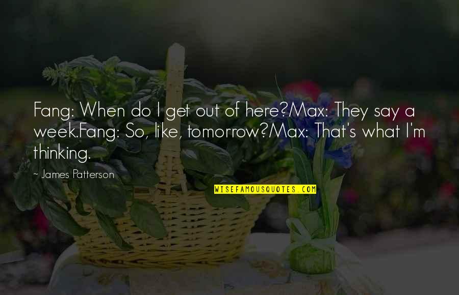 Max And Fang Quotes By James Patterson: Fang: When do I get out of here?Max: