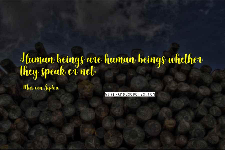 Max Von Sydow quotes: Human beings are human beings whether they speak or not.
