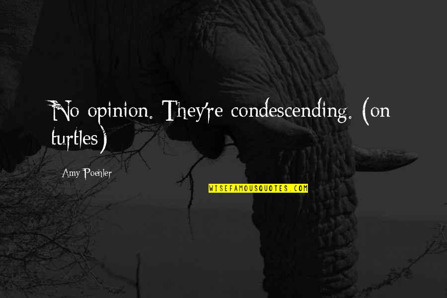 Maxilan Quotes By Amy Poehler: No opinion. They're condescending. (on turtles)