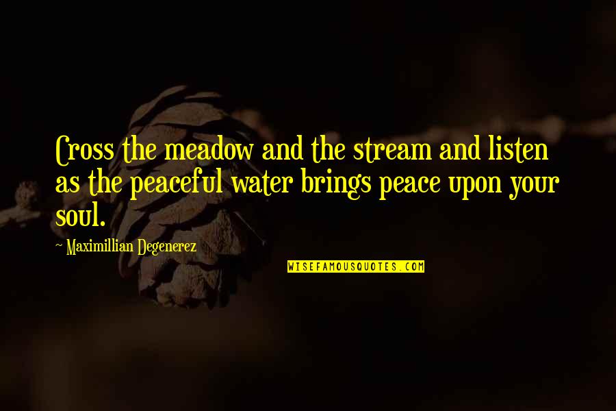 Maximillian Quotes By Maximillian Degenerez: Cross the meadow and the stream and listen