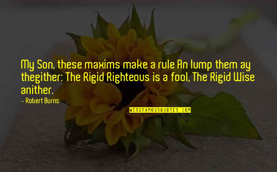 Maxims Quotes By Robert Burns: My Son, these maxims make a rule An
