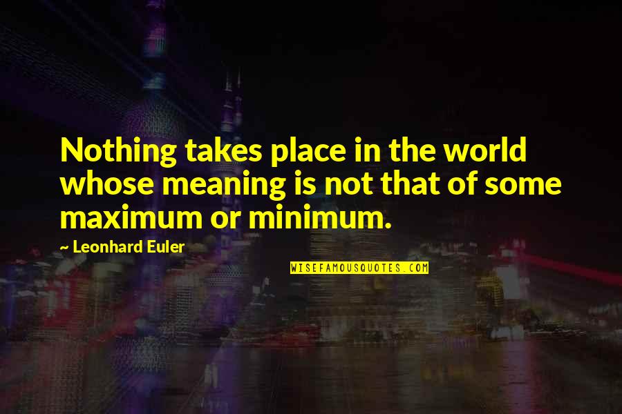 Maximum Quotes By Leonhard Euler: Nothing takes place in the world whose meaning