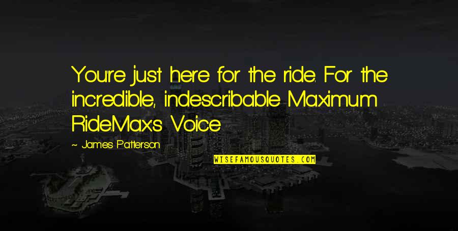 Maximum Ride Max Quotes By James Patterson: You're just here for the ride. For the