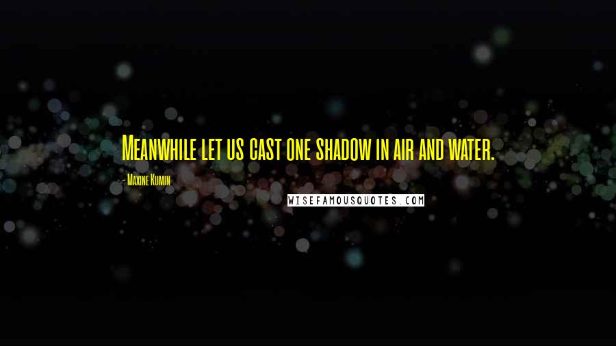 Maxine Kumin quotes: Meanwhile let us cast one shadow in air and water.