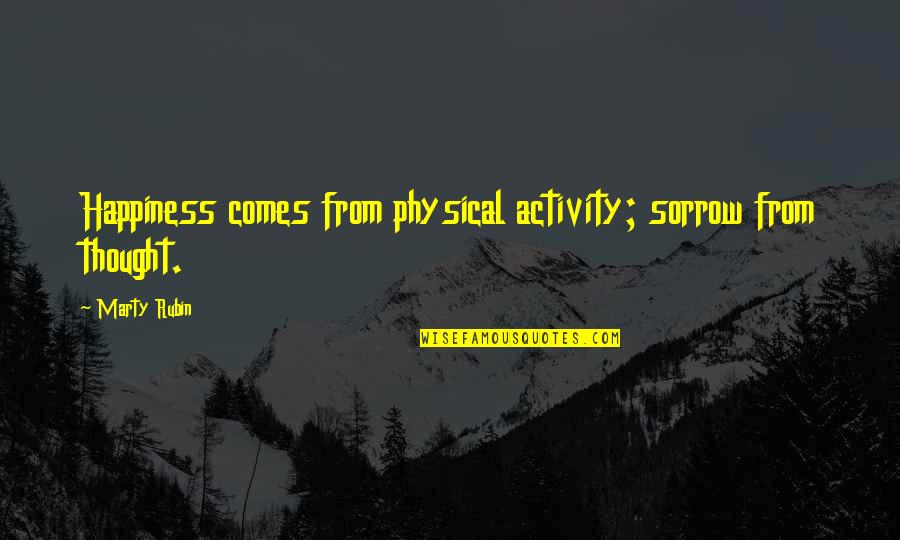 May Allah Cure All The Sick Quotes By Marty Rubin: Happiness comes from physical activity; sorrow from thought.