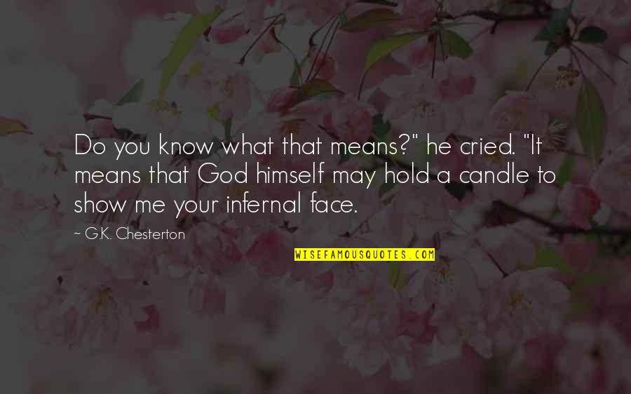 May God Be With Me Quotes By G.K. Chesterton: Do you know what that means?" he cried. May God Be With Me Quotes By G.K. Chesterton: Do you know what that means?" he cried.