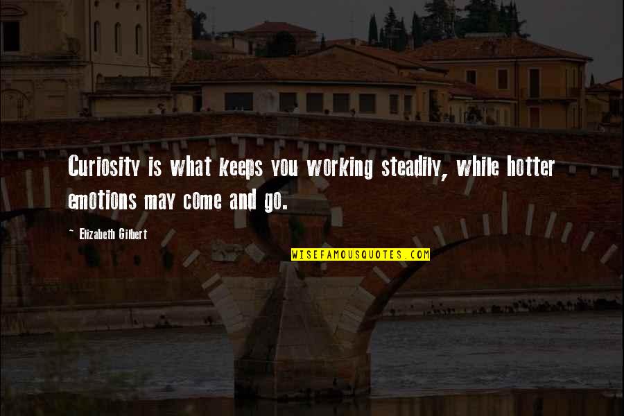 May I Come In Quotes By Elizabeth Gilbert: Curiosity is what keeps you working steadily, while May I Come In Quotes By Elizabeth Gilbert: Curiosity is what keeps you working steadily, while