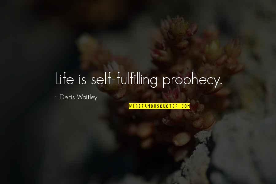 Maya Angelou Framed Quotes By Denis Waitley: Life is self-fulfilling prophecy.