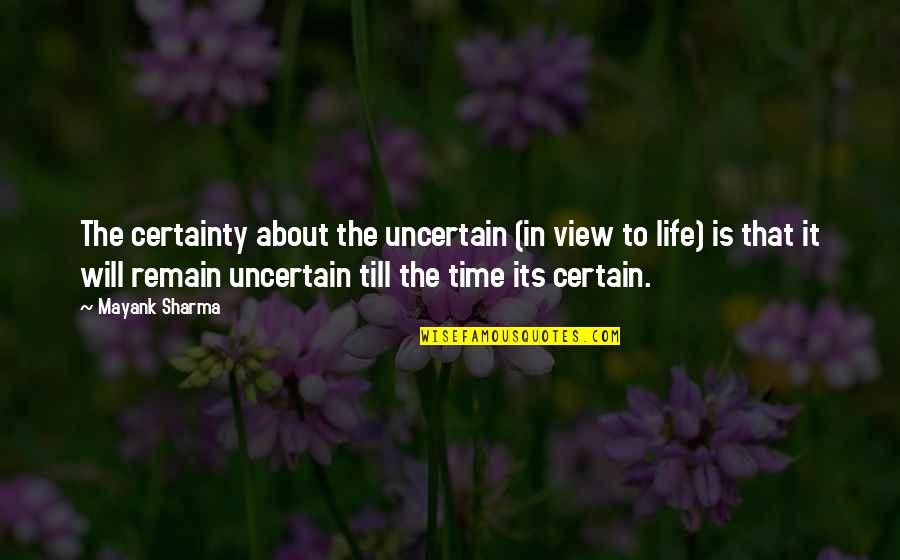 Mayank Quotes By Mayank Sharma: The certainty about the uncertain (in view to