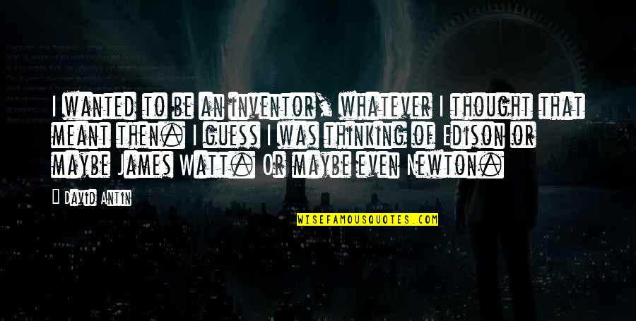 Maybe Its Meant To Be Quotes By David Antin: I wanted to be an inventor, whatever I