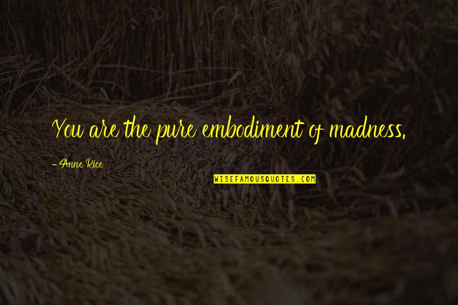 Maybe We Meet Again Quotes By Anne Rice: You are the pure embodiment of madness.