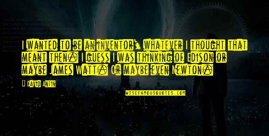 Maybe We're Not Meant To Be Quotes By David Antin: I wanted to be an inventor, whatever I